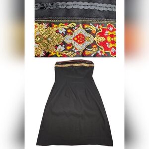 Vintage CDC Strapless Black Dress Size 12 Sequins Embroiderery 2456-U